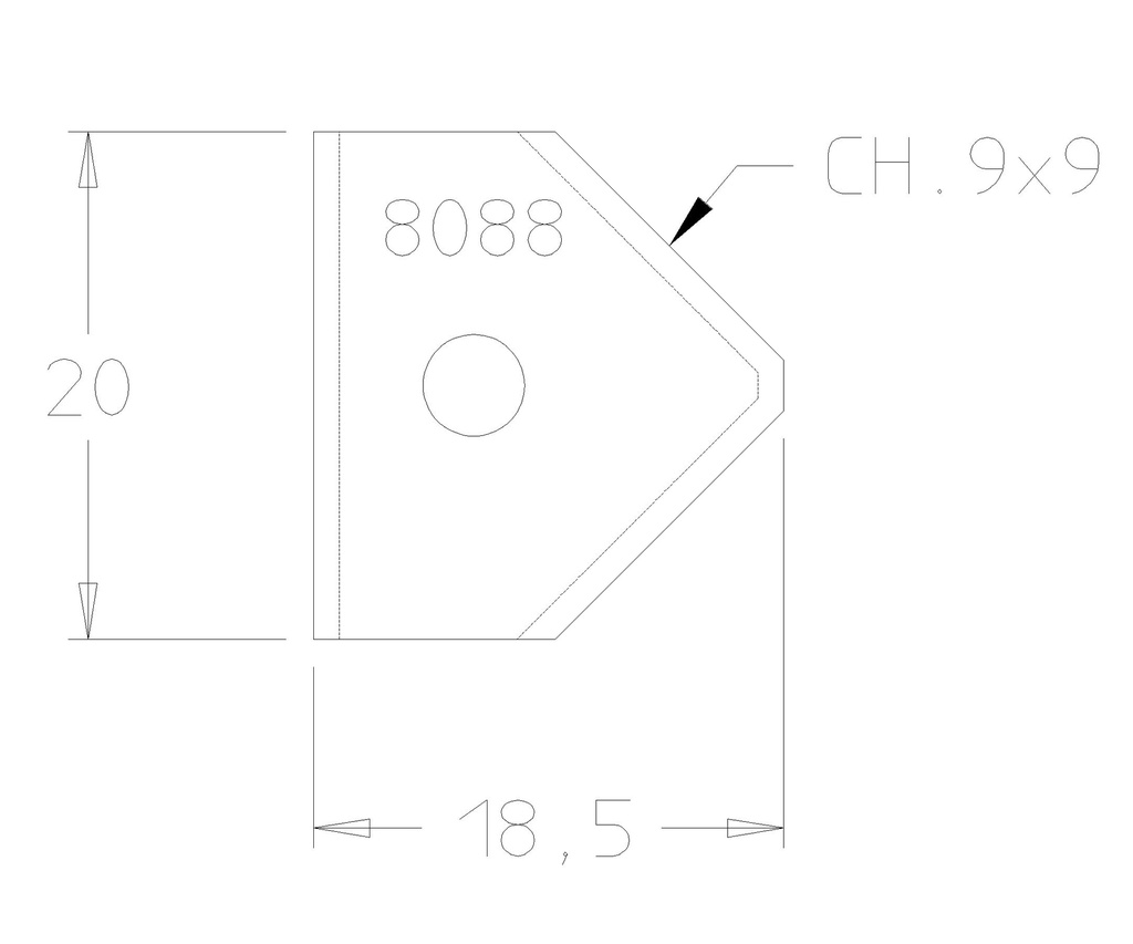 PLAQ.A CHANFREINER 20X20X2 DSUS/DSOUS 