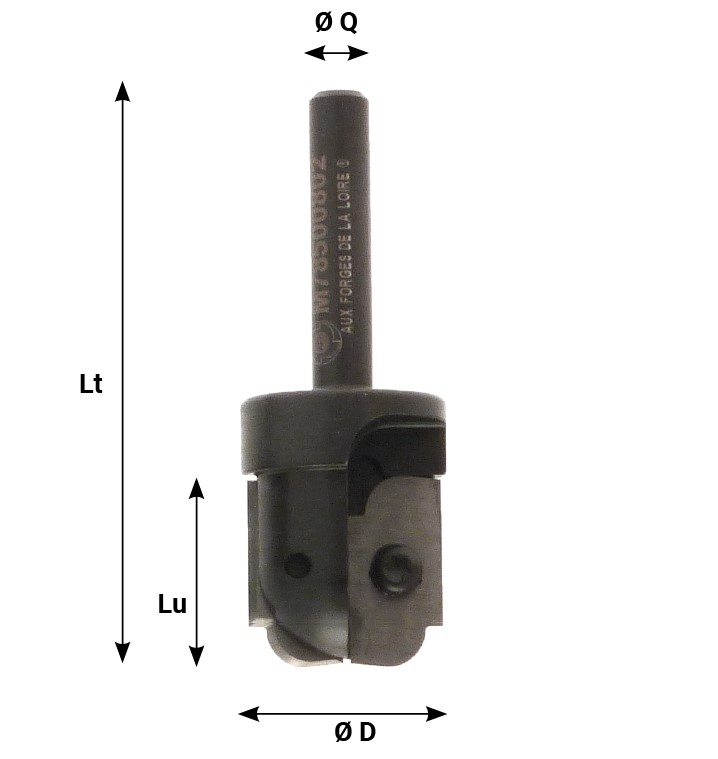 Mèche à profiler   à plaquettes HW   Congé - Multiprofil   (nue)  Ø 25  LC. 24  LU. 24  LT. 74  Q 8  Z 2  Rot. Droite 