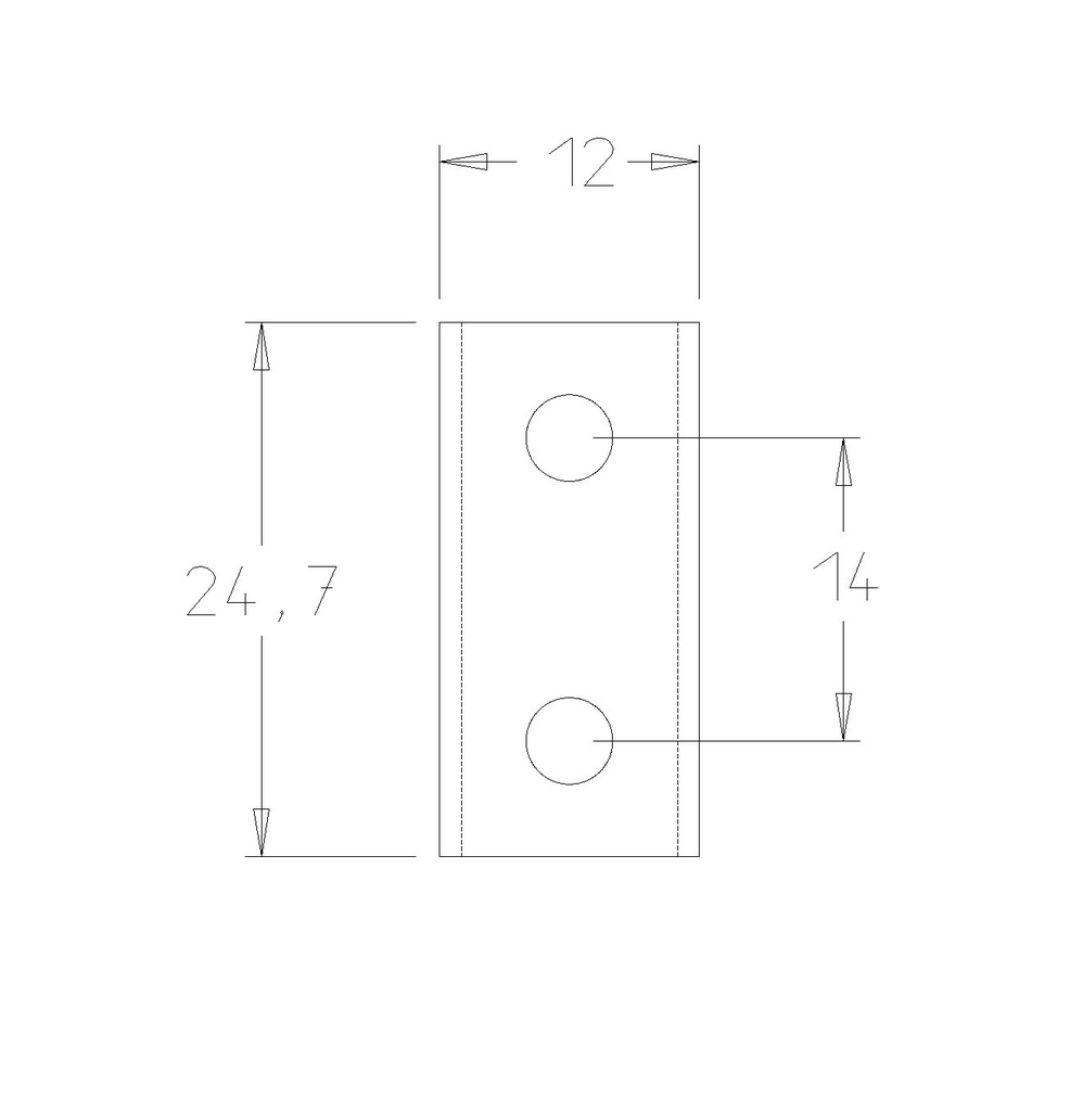 Plaquette   Carbure Nuance Dure   24.7x12x1.5  Z 2   2 trous 