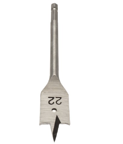 Mèche plate Acier 3 pointes Ø10 LU.105 LT.150 Q6.35 Hexagonale Z2 Rot.Droite 