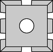 Plaquette avec brise-copeaux   Carbure   15x15x2.0  Z 4   1 trou 
