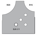 Jeu de 2 déflecteurs Rotoprofil   HW   1/4 de rond R15-20 