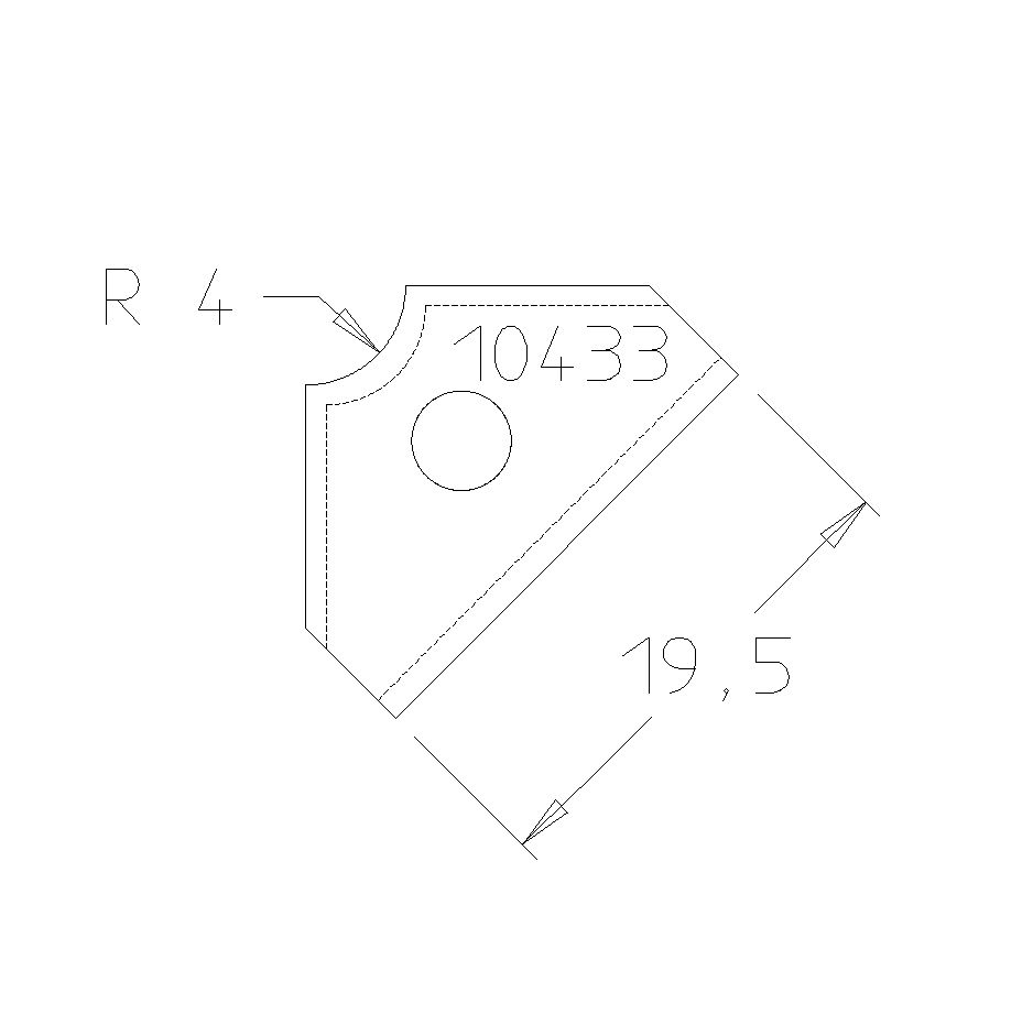 Plaquette 1/4 R4 19.5x12x1.5 mm