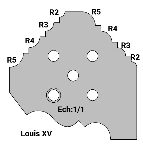 Jeu de 2 déflecteurs Rotoprofil   Louis XV + 1/4 de rond/Congé R2-3-4-5   pour P.O. O40.03 