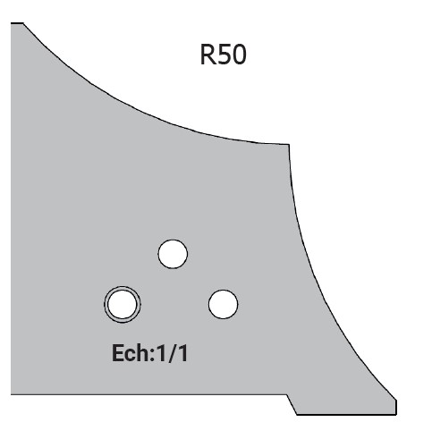 Jeu de 2 déflecteurs Rotoprofil   1/4 de rond R50   pour P.O. O40.03 