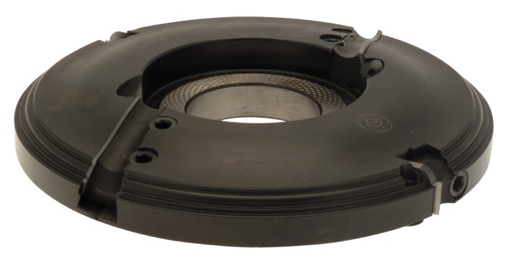 P.O. à profiler à plaquettes HW Plate-bande Profil A (Tonneau + carré) Ø180 d50 Z2+2 Biaise négative Rot.Droite Tr.Dessus