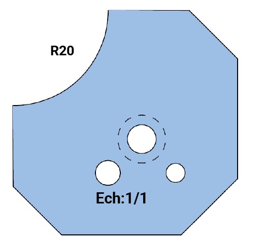 Jeu de 2 lames Rotoprofil   HSS   1/4 de rond R20   pour P.O. O40.01 