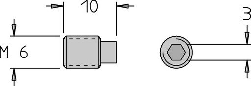 Vis sans tête   M6  x 10   6 pans H3.0 