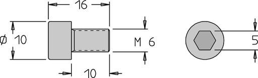 Vis tête cylindrique (CHC)   M6  x 16   6 pans H5.0 