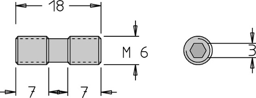Vis double filet   M6  x 18   6 pans H3.0 