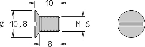 Vis tête fraisée   M6  x 10   Fente 