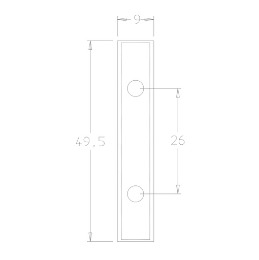 Plaquette   Carbure   49.5x9x1.5  Z 4   2 trous 