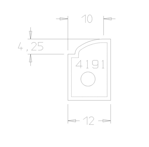 PLAQUETTE  PROFIL CONGE +CARRE T DESSOUS 