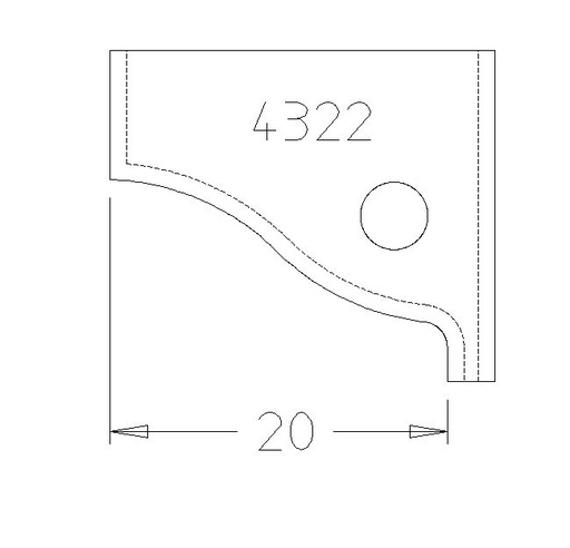 PLAQUETTE DOUCINE SIMPLE 20MM DESSUS 