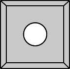 Plaquette   Carbure Nuance Dure   12x12x1.5  Z 4   1 trou 