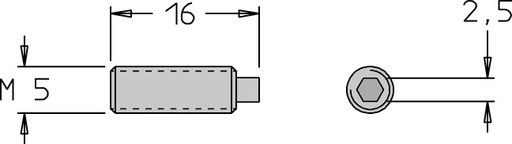 Vis sans tête   M5  x 16   6 pans H2.5 