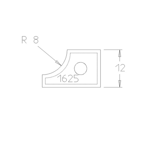 PLAQ CARB A ARRONDIR R=8 TRAVAIL DESSOUS