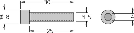 Vis tête cylindrique (CHC)   M5  x 30   6 pans H5.0 