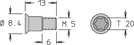 Vis épaulée (centreuse)   M5  x 13   Torx T20 