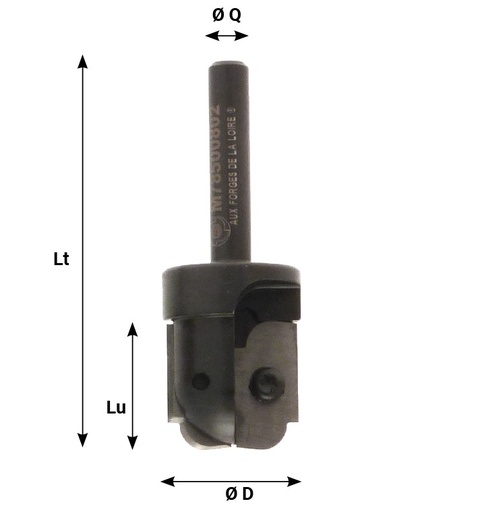 Mèche à profiler   à plaquettes HW   Congé - Multiprofil   (nue)  Ø 25  LC. 24  LU. 24  LT. 74  Q 12  Z 2  Rot. Droite 