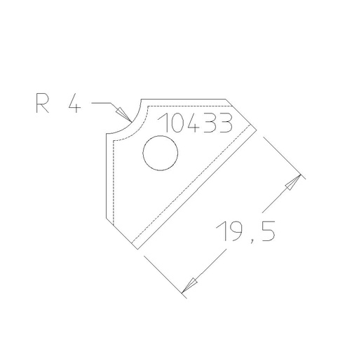 Plaquette 1/4 R4 19.5x12x1.5 mm