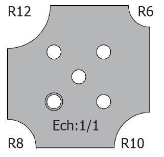 Jeu de 2 plaquettes de rechange Rotoprofil   HW   1/4 de rond R6-8-10-12   pour P.O. O40.03 