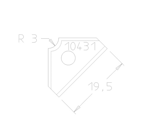 Plaquette 1/4 R3 19.5x12x1.5 mm