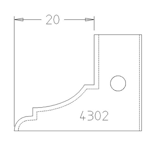 PLAQUETTE CONTRE PROFIL CONGE A BAGUETTE DE 20MM T.DESSUS