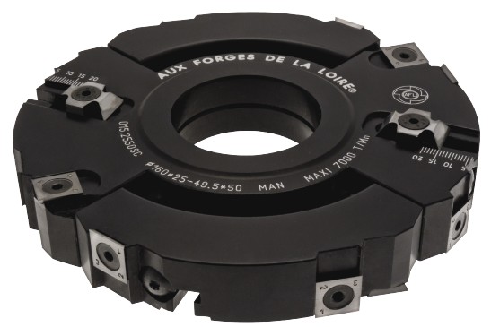 P.O. à feuillurer   extensible   à plaquettes HW  Ø 160  LU. 25.5 - 49.5  d 50  Z 4+4+4 