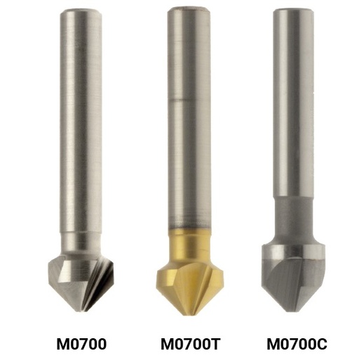 Fraise conique "Trident" DIN335-C HSS Co + TiN 90° Ø1.5 Ø2=6.3 LT.45 Q5 Cylindrique Z3 Rot.Droite 