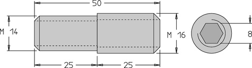 Vis sans tête   M14 / M16  x 50   6 pans H8.0 