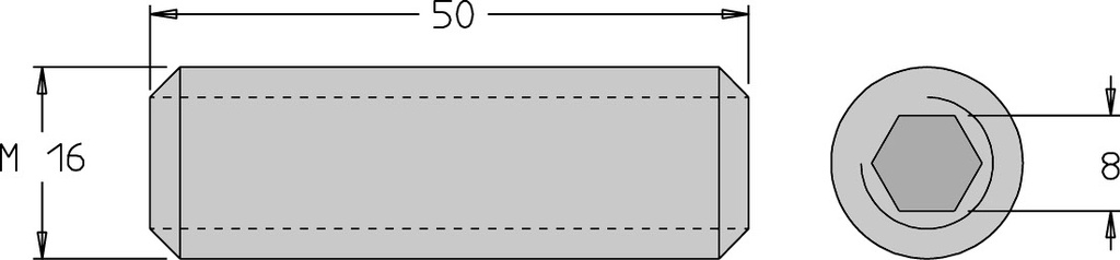 Vis sans tête   M16  x 50   6 pans H8.0 