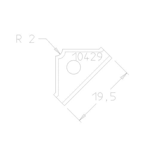 Plaquette 1/4 R2 19.5x12x1.5 mm