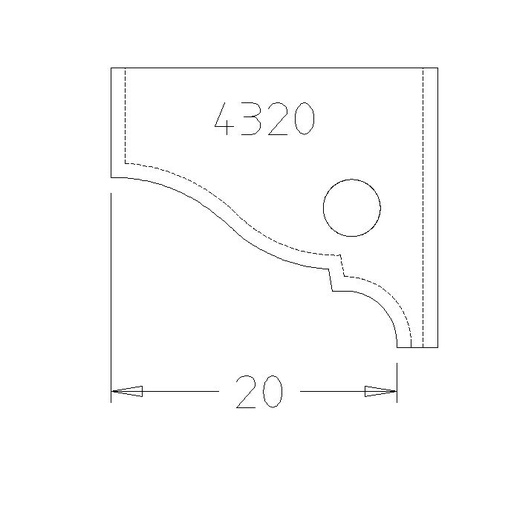 PLAQUETTE DOUCINE A BAGUETTE 20MM DESSUS 