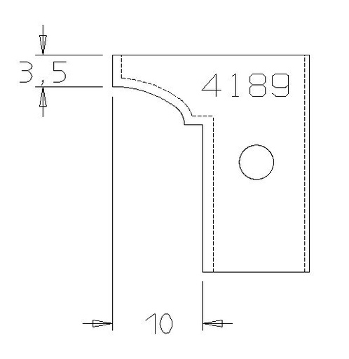 PLAQUETTE CONTRE PROFIL CONGE +CARRE CARRE 3.5MM T.DESSOUS