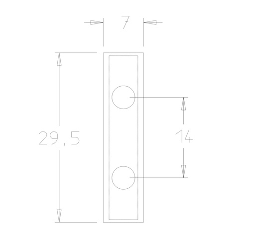 Plaquette Carbure 29.5x7x1.5 Z4 2 trous 