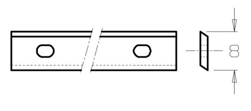 Plaquette Carbure 60x8x1.5 Z2 2 trous Réversible
