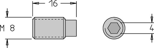 Vis sans tête   M8  x 16   6 pans H4.0 