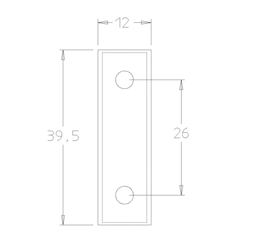 Plaquette   Carbure   39.5x12x1.5  Z 4   2 trous 