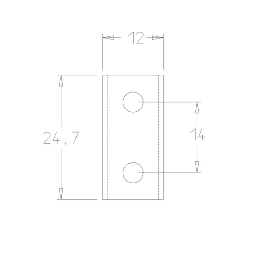 Plaquette   Carbure   24.7x12x1.5  Z 2   2 trous 