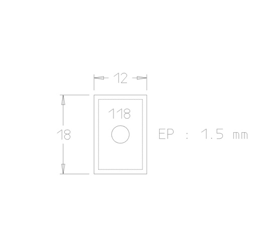 Plaquette   Carbure   18x12x1.5  Z 4   1 trou 